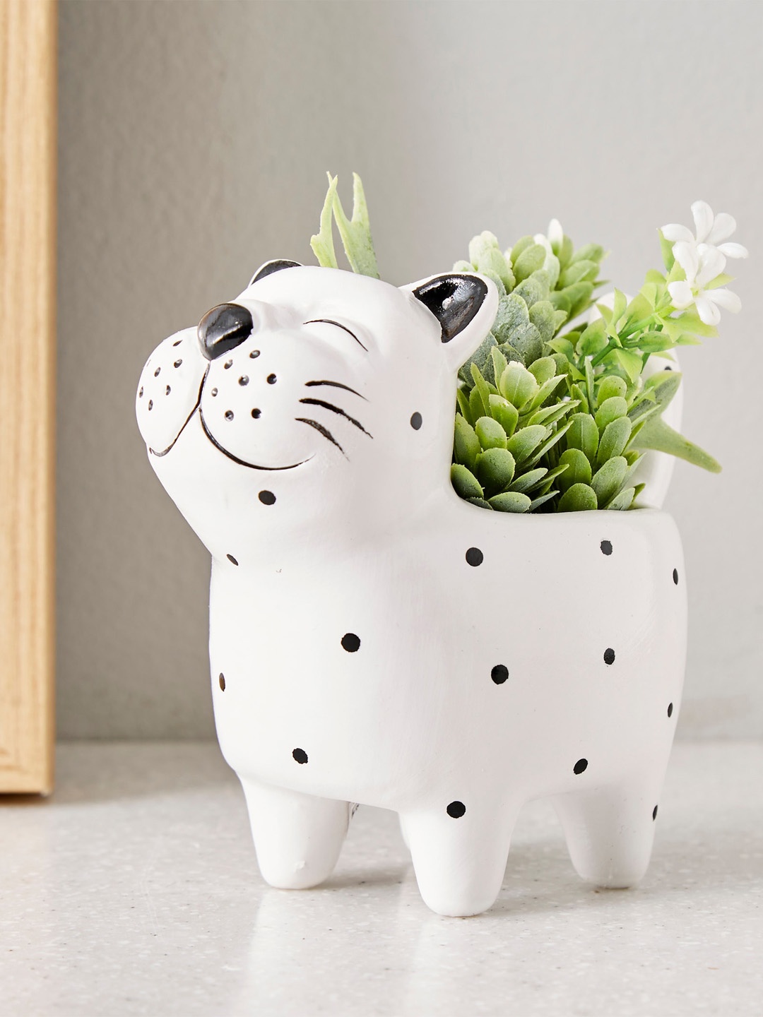 

Home Centre Gloria White & Black Ceramic Moody Dog Planter