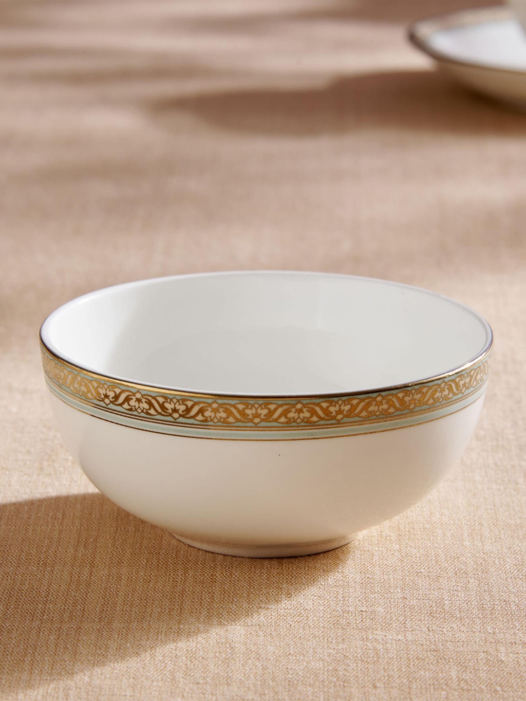 

Home Centre Midas White Printed Bone China Serving Bowl 240 ML
