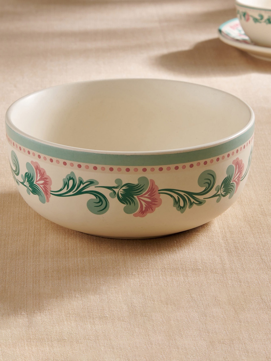 

Home Centre Mohar Off White & Blue Printed Stoneware Serving Bowl - 1.5 L