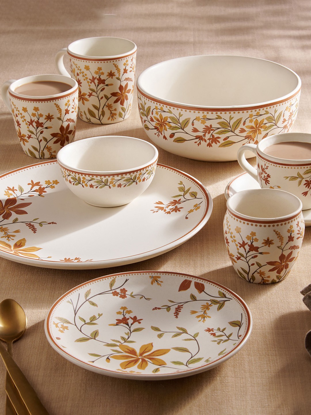 

Home Centre Mohar White & Brown Printed Serving Bowl 1.5L
