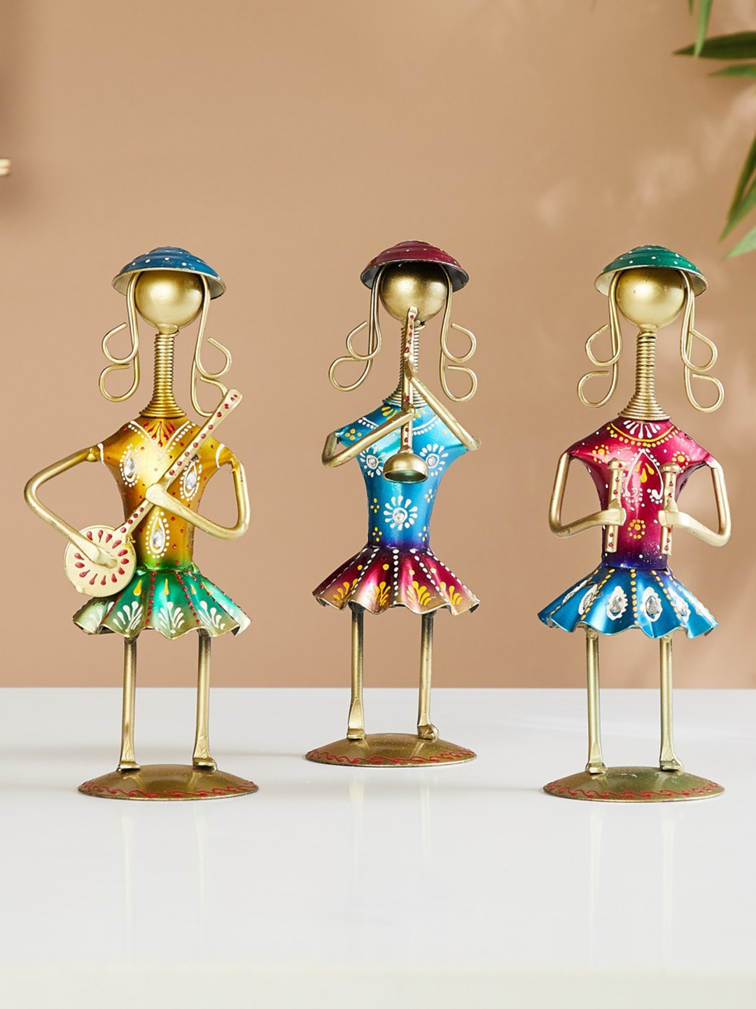 

Home Centre Beige & Blue 3 Pieces Standing Musician Doll Figurines Showpieces
