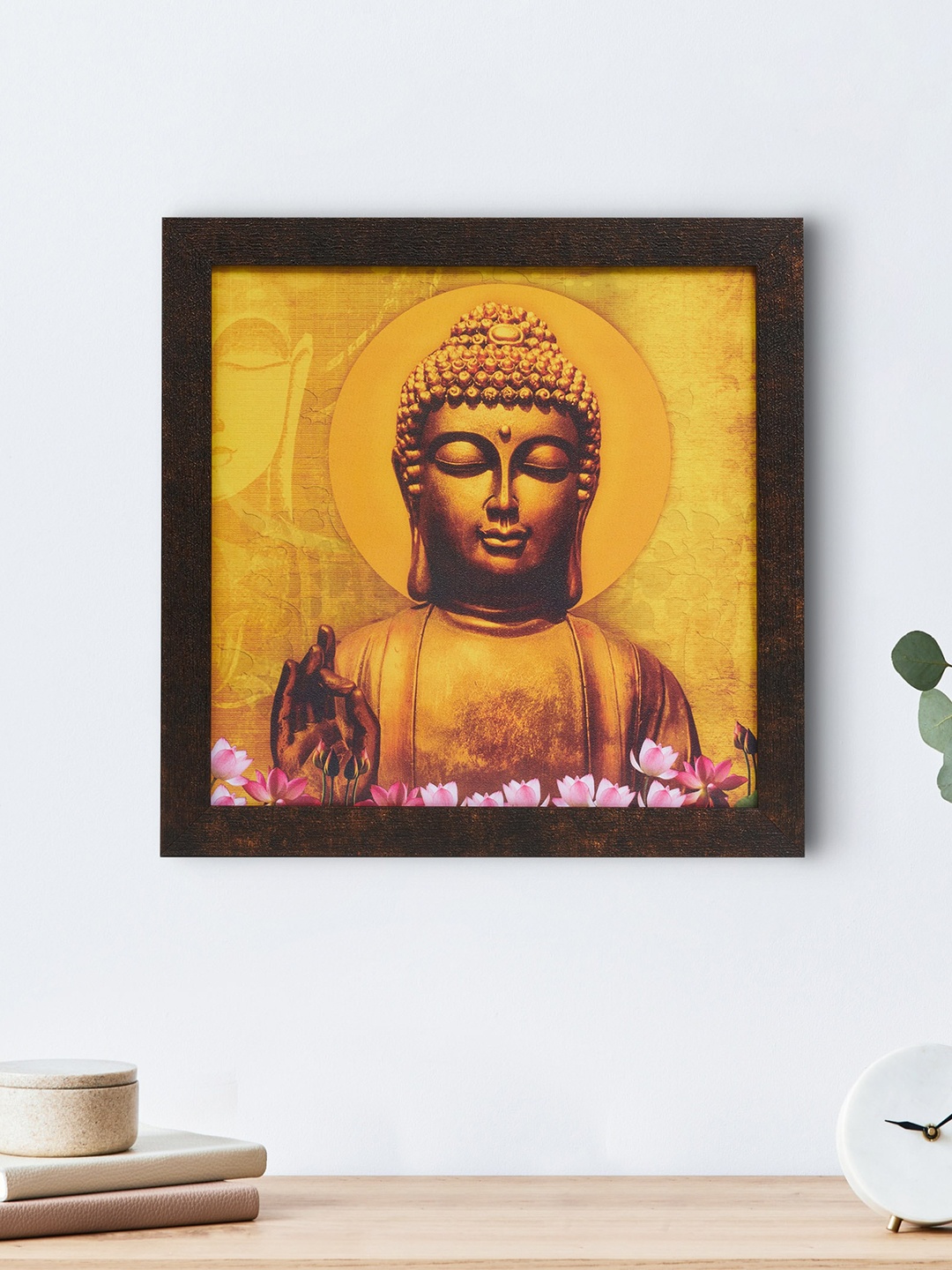 

Home Centre Pacific Aura Yellow & Pink Wooden Picture Buddha Wall Art