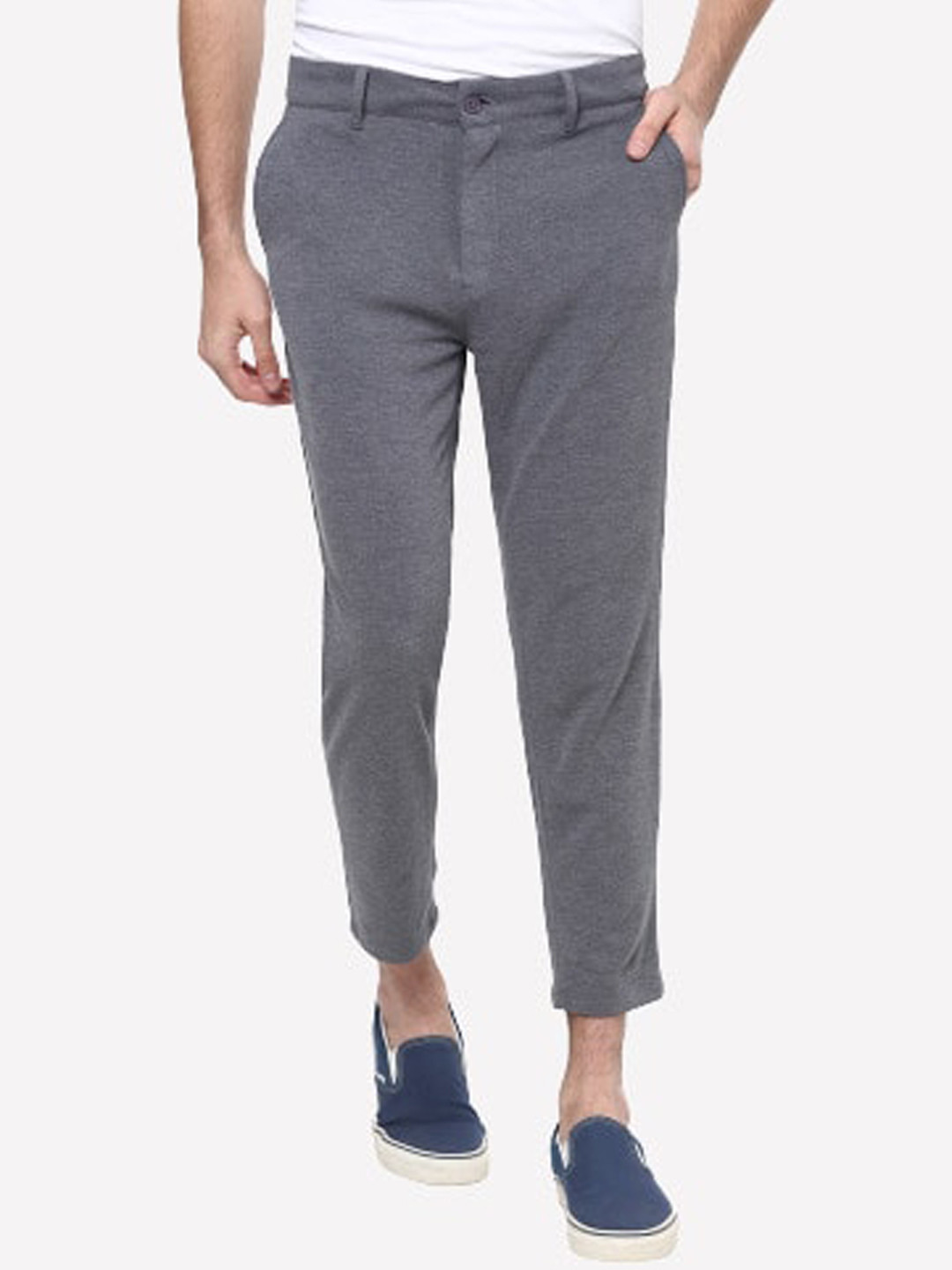 

Red Chief Men Mid-Rise Plain Regular Cotton Trousers, Grey