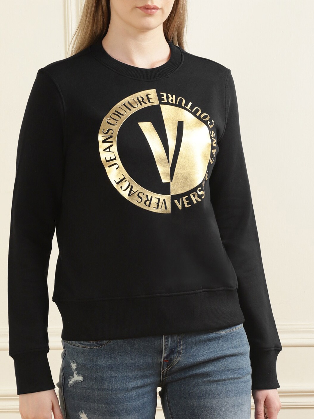 

Versace Jeans Couture Printed Cotton Sweatshirt, Black