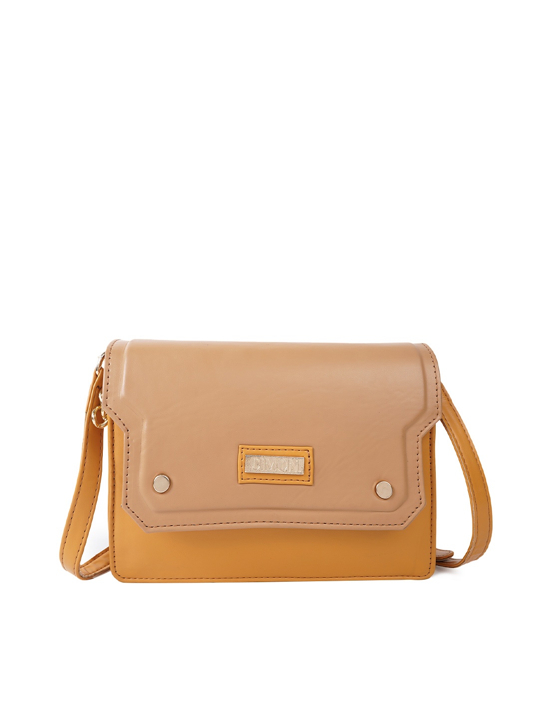 

CIMONI Colourblocked Structured Sling Bag, Mustard