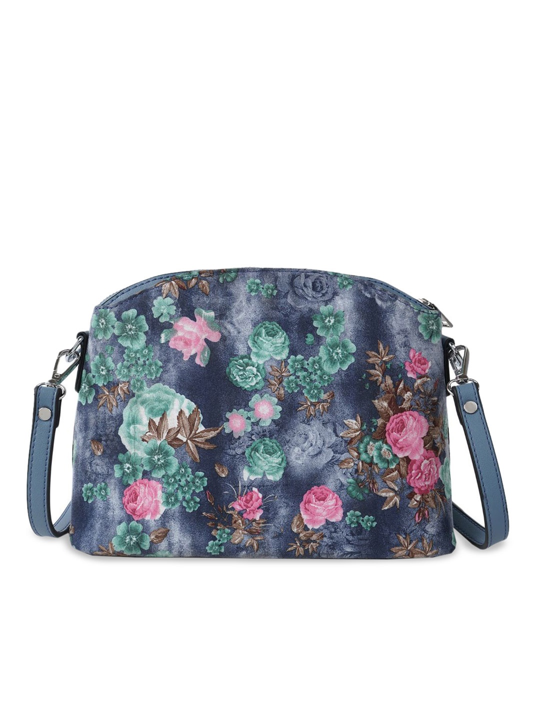 

CIMONI Floral Printed Structured Sling Bag, Navy blue
