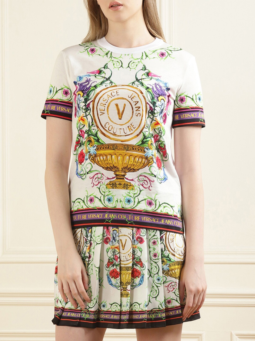 

Versace Jeans Couture Women Printed Cotton T-shirt, White