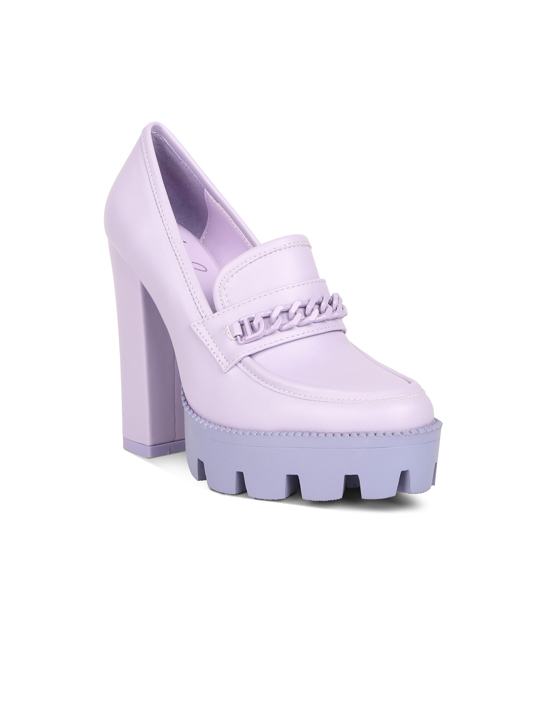 

London Rag Chain Embellished Platform Heel Loafers, Lavender