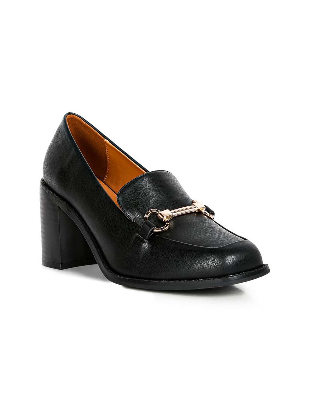

London Rag Buckled Block Heel Loafers, Black