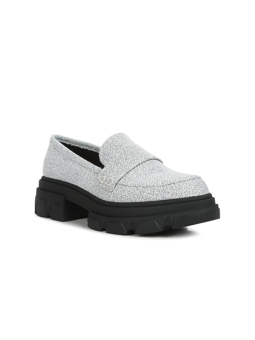 

London Rag Women Textured Canvas Loafers, White