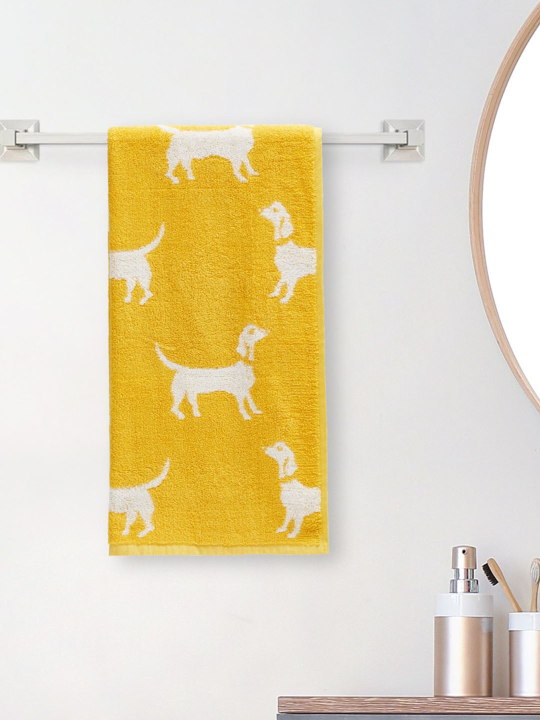 

Home Centre Yellow Woven Cotton Bath Towels