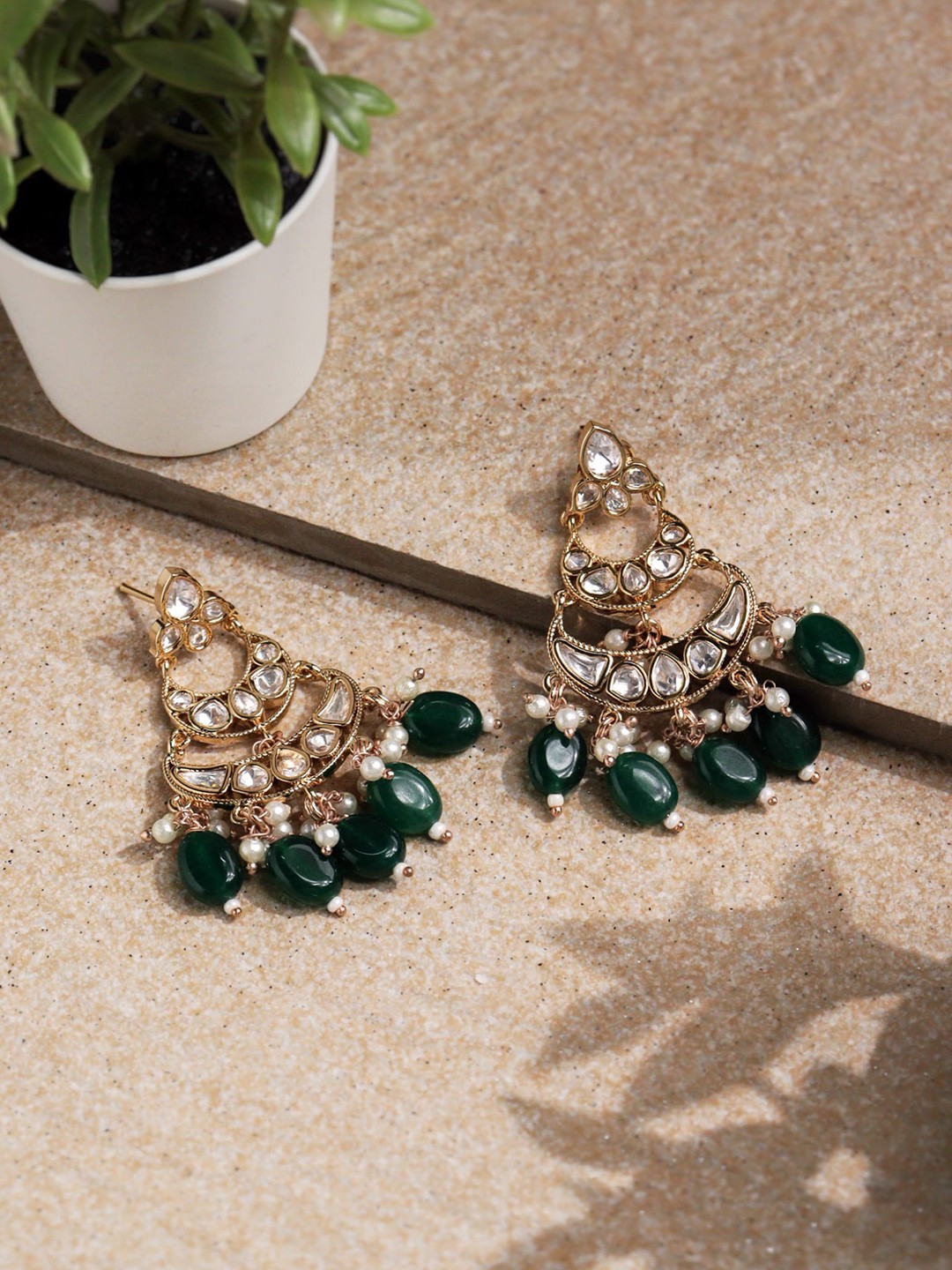 

CURIO COTTAGE Gold-Plated Contemporary Drop Earrings