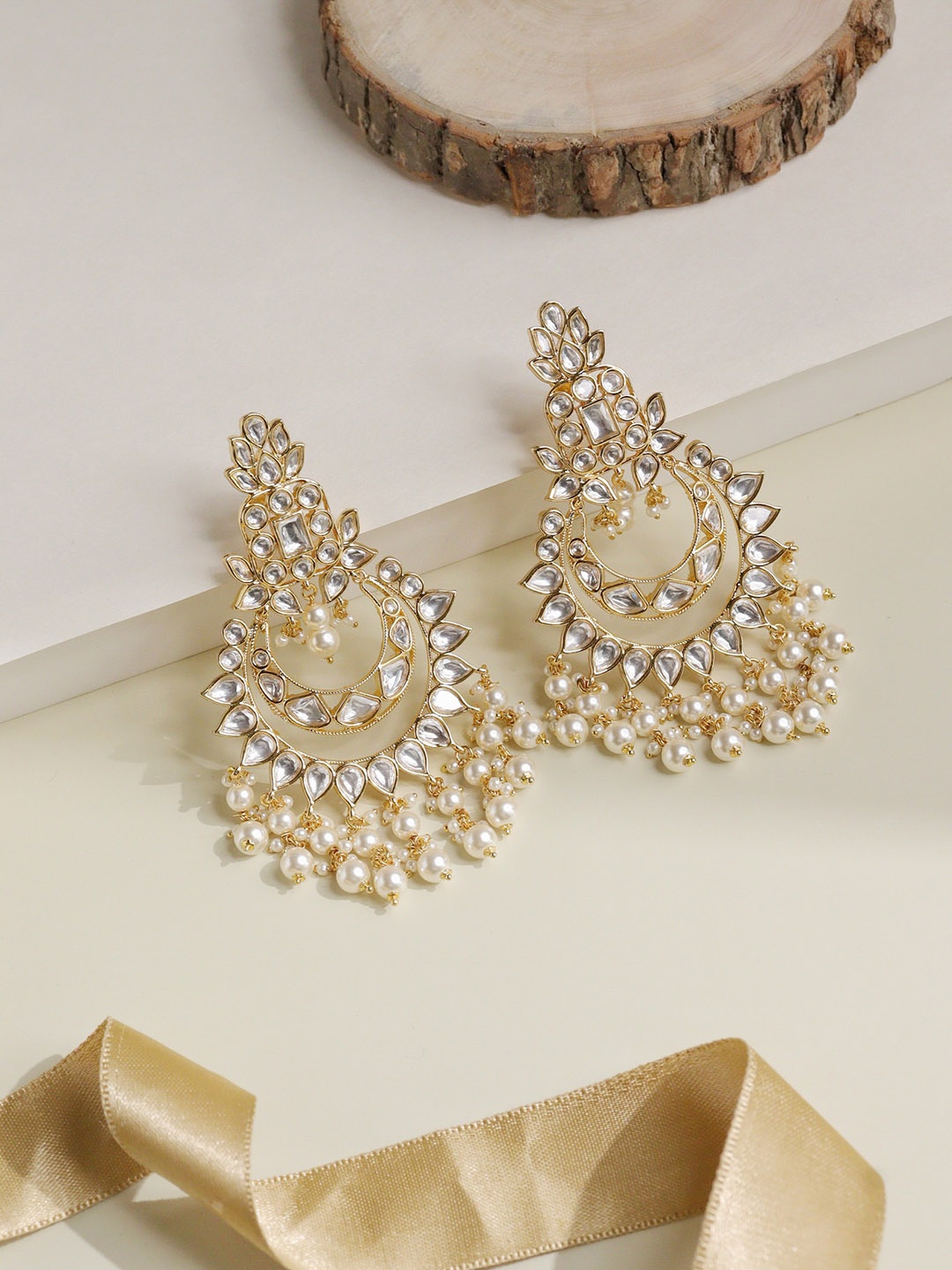 

CURIO COTTAGE Gold-Plated Contemporary Drop Earrings