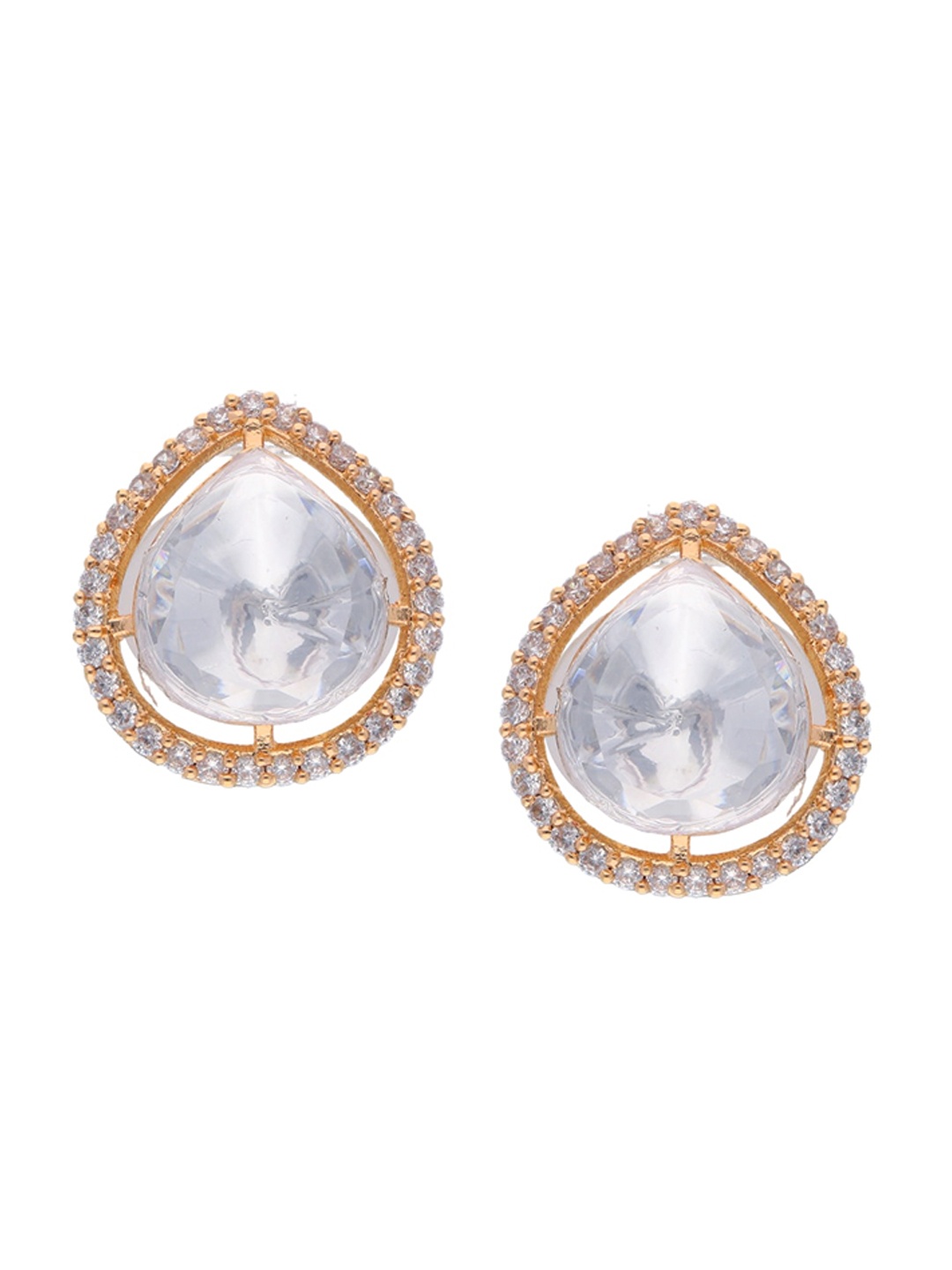 

CURIO COTTAGE Gold-Plated Contemporary Studs Earrings, White