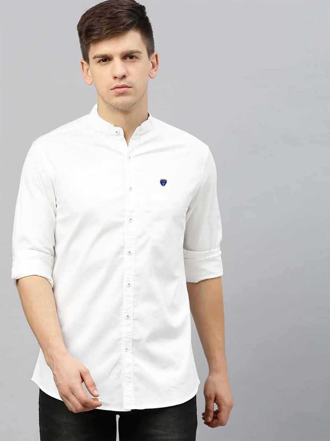 

FUBAR Slim Fit Mandarin Collar Casual Shirt, White