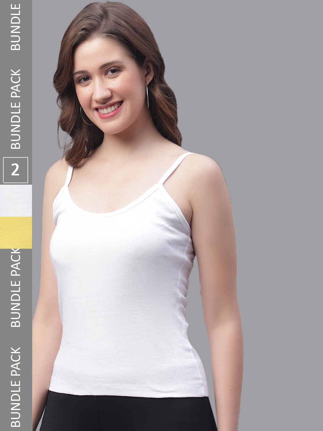 

Friskers Pack Of 2 Cotton Shoulder Straps Camisoles, White