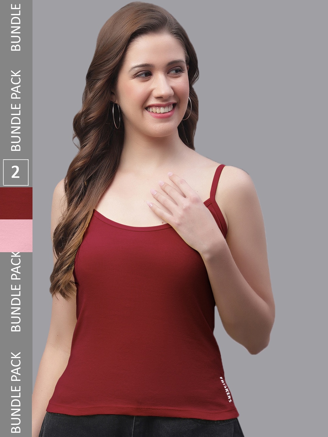 

Friskers Pack Of 2 Skin Friendly Cotton Camisoles, Maroon