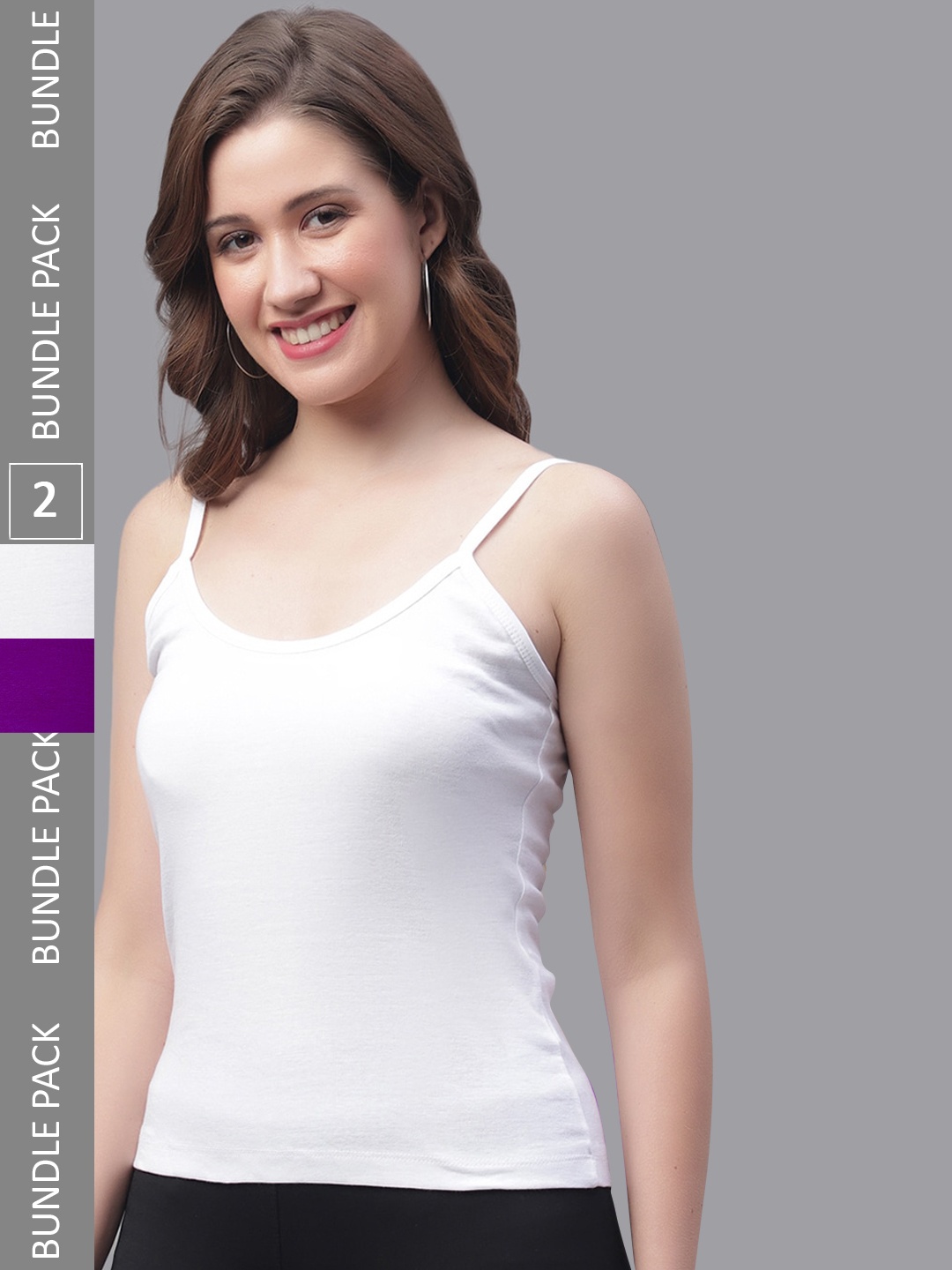 

Friskers Pack Of 2 Cotton Scoop Neck Bio-Wash Camisoles, White