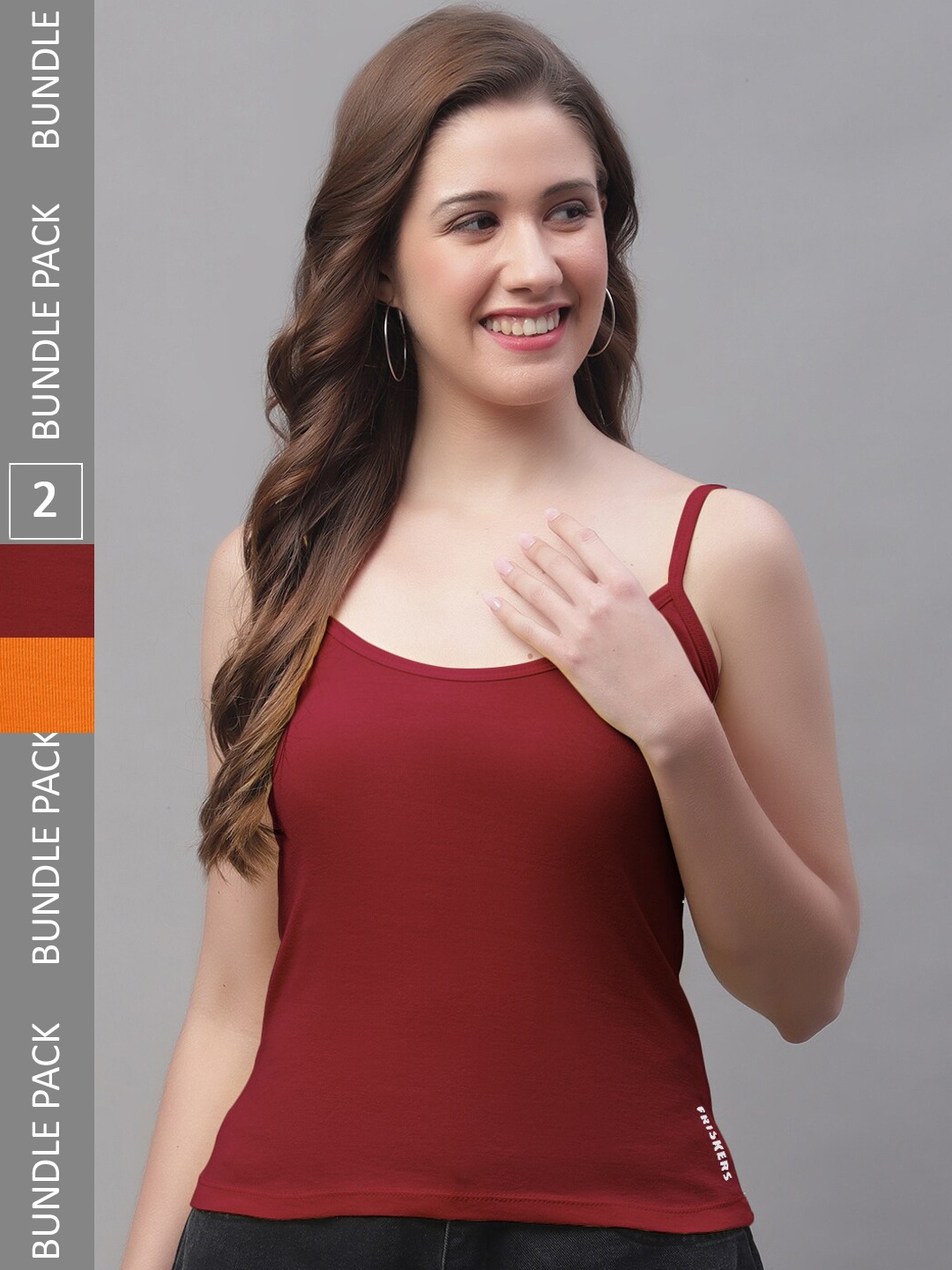 

Friskers Pack Of 2 Skin Friendly Cotton Camisoles, Maroon