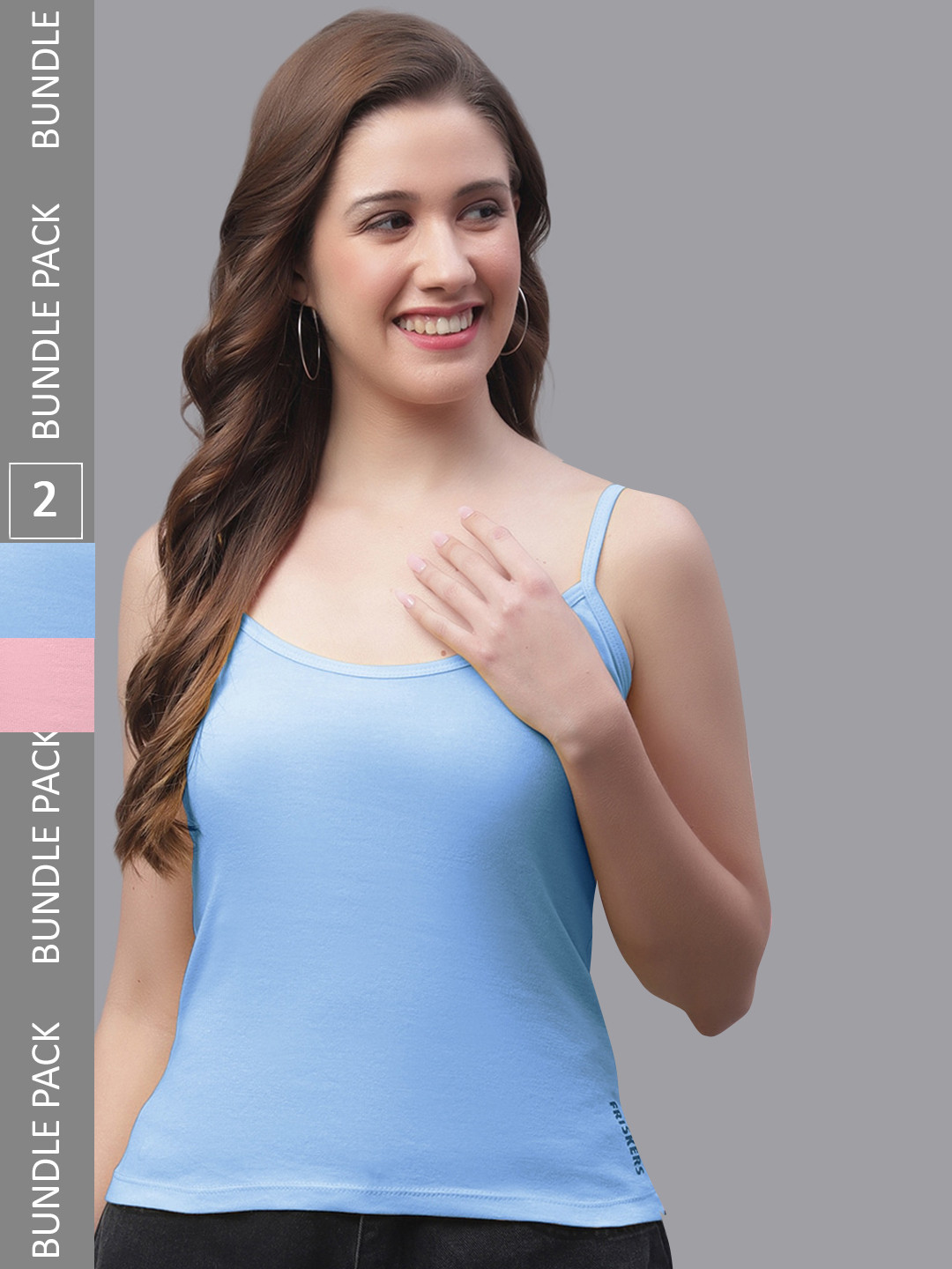 

Friskers Pack Of 2 Skin Friendly Cotton Camisoles, Turquoise blue