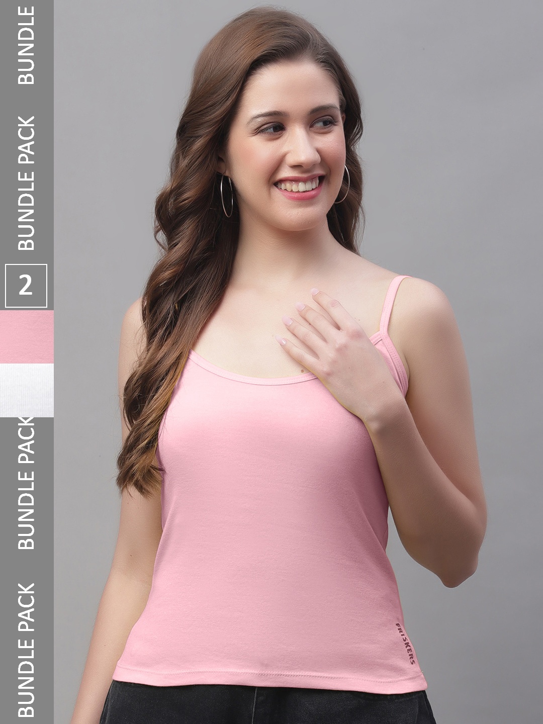 

Friskers Pack Of 2 Skin Friendly Cotton Camisoles, Pink