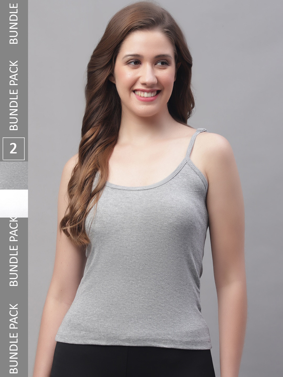 

Friskers Pack Of 2 Pure Cotton Scoop Neck Bio-Wash Camisoles, White