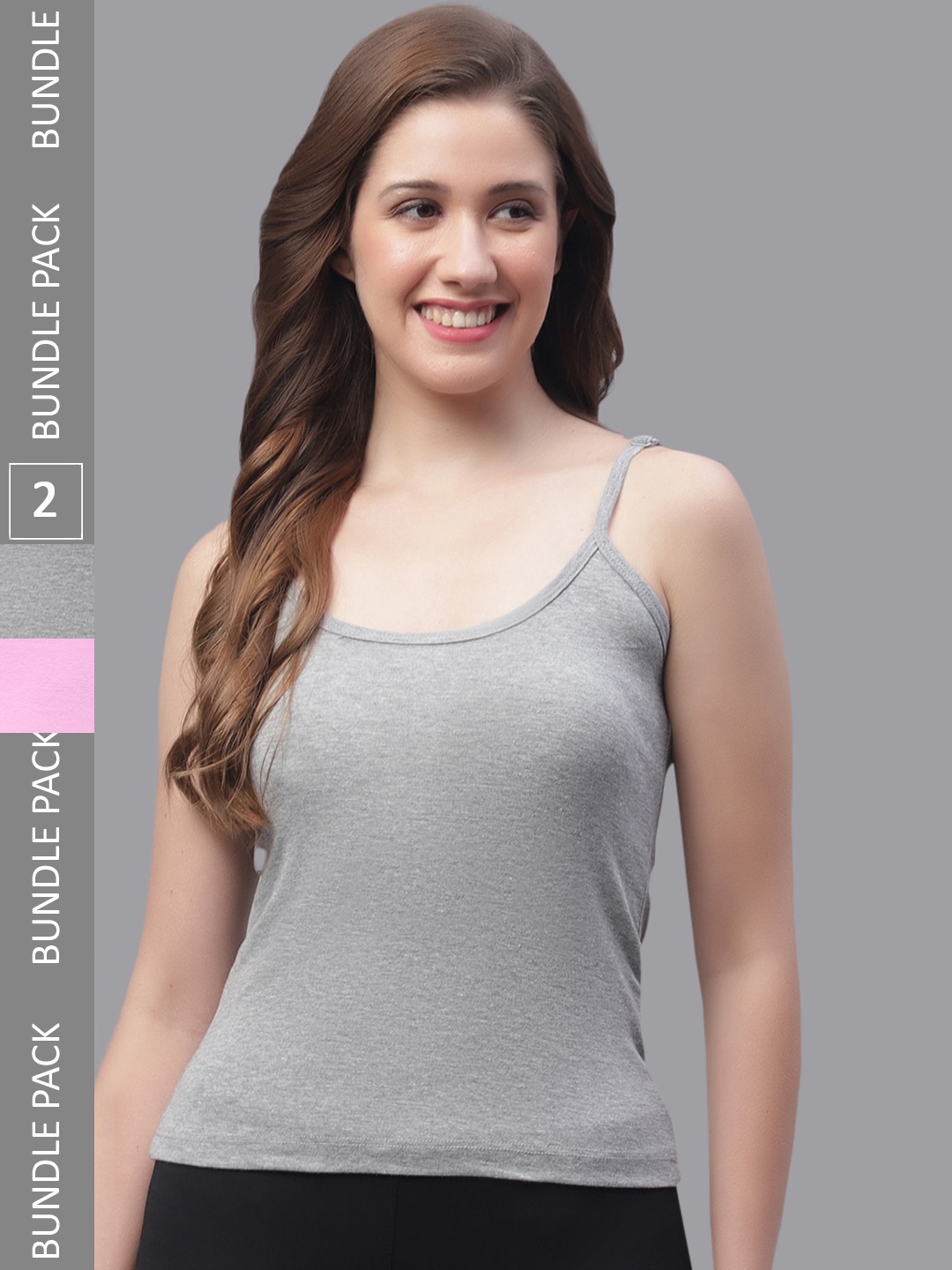 

Friskers Pack Of 2 Skin Friendly Cotton Camisoles, Grey