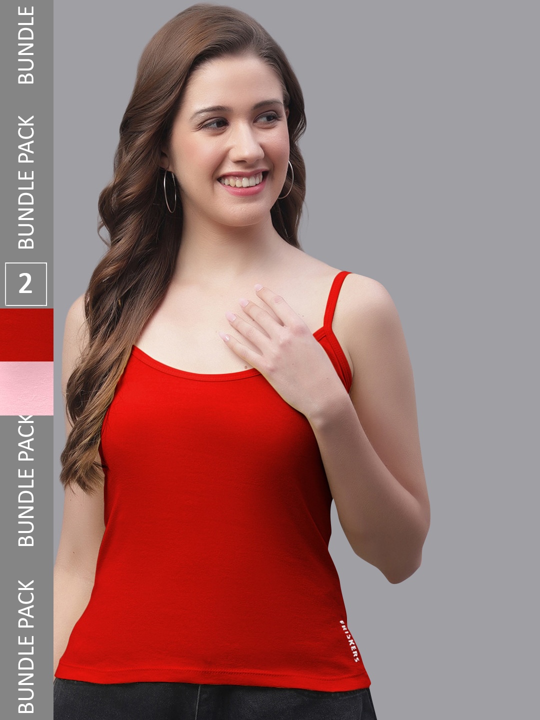 

Friskers Pack Of 2 Skin Friendly Cotton Camisoles, Red