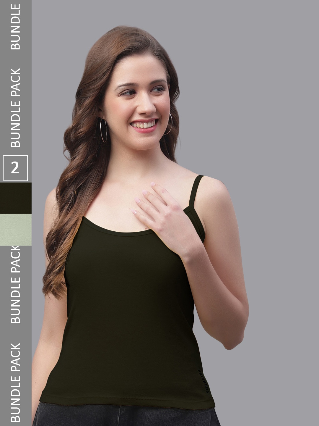

Friskers Pack Of 2 Pure Cotton Scoop Neck Bio-Wash Camisoles, Black