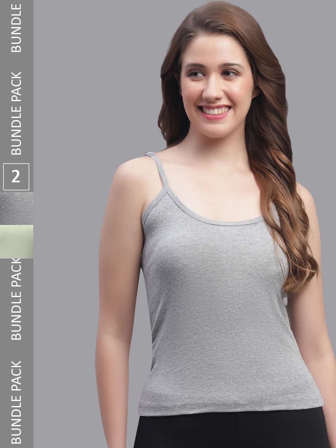 

Friskers Pack Of 2 Pure Cotton Camisoles, Grey