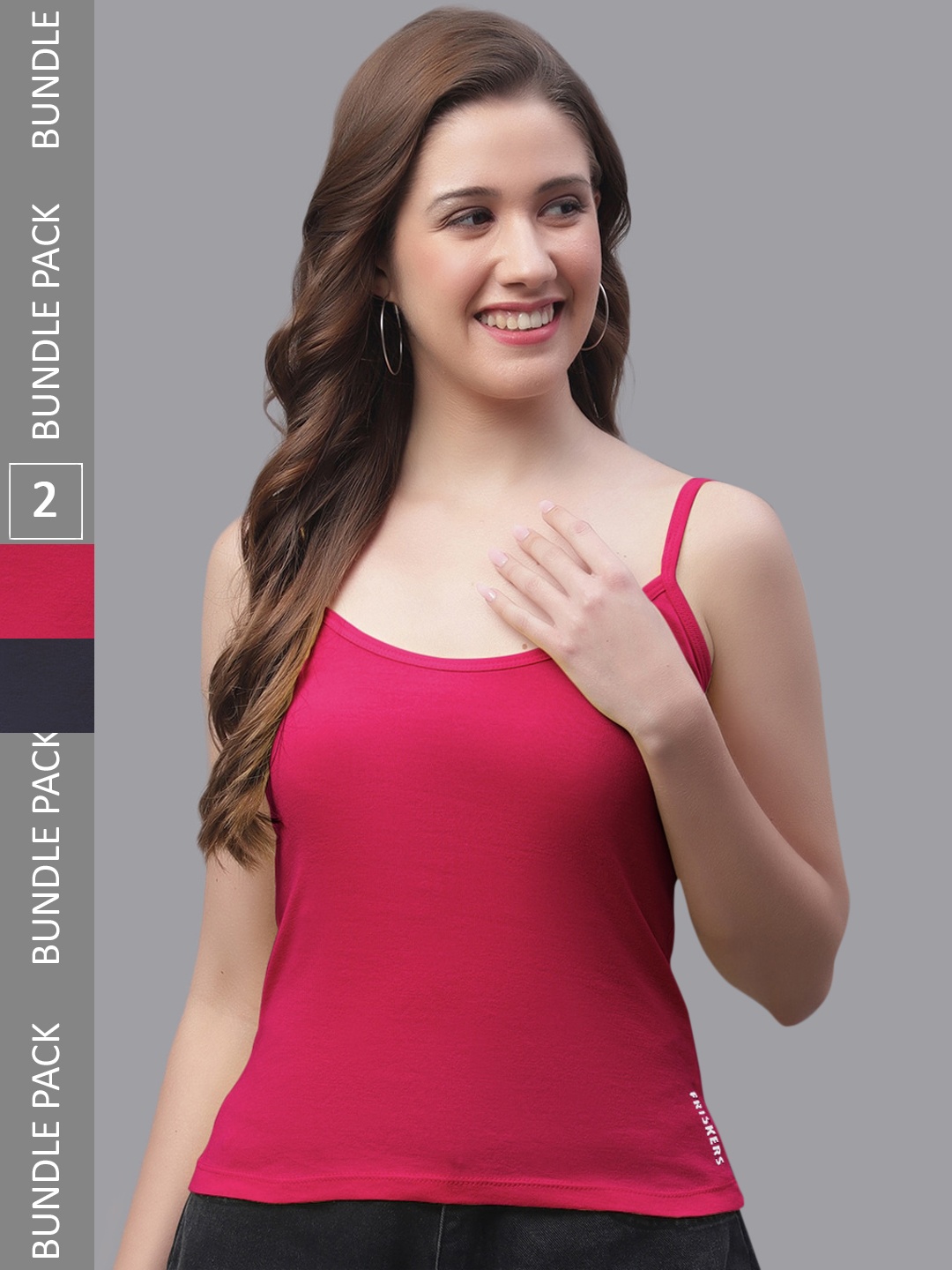 

Friskers Pack Of 2 Skin Friendly Cotton Camisoles, Pink