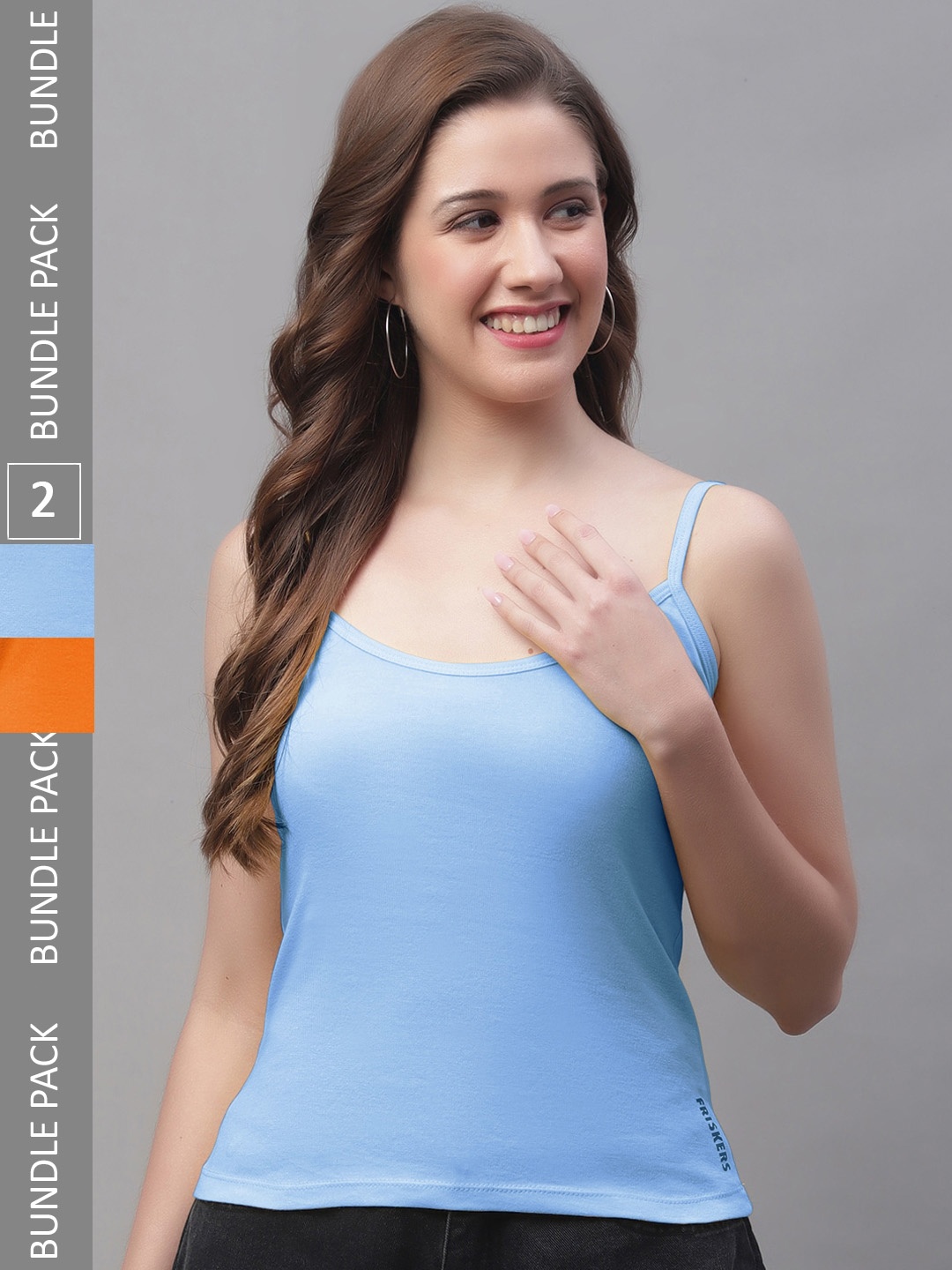 

Friskers Pack Of 2 Skin Friendly Cotton Camisoles, Orange