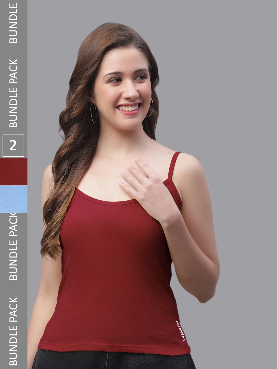 

Friskers Pack Of 2 Skin Friendly Cotton Camisoles, Maroon