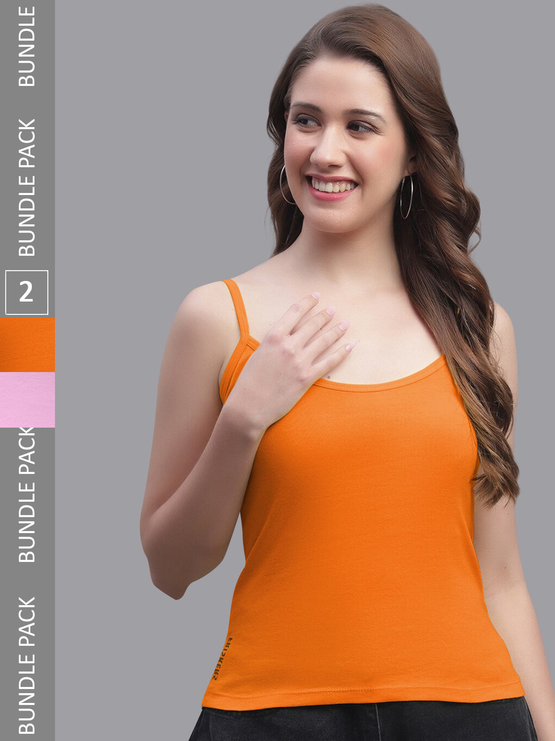 

Friskers Pack Of 2 Skin Friendly Cotton Camisoles, Orange