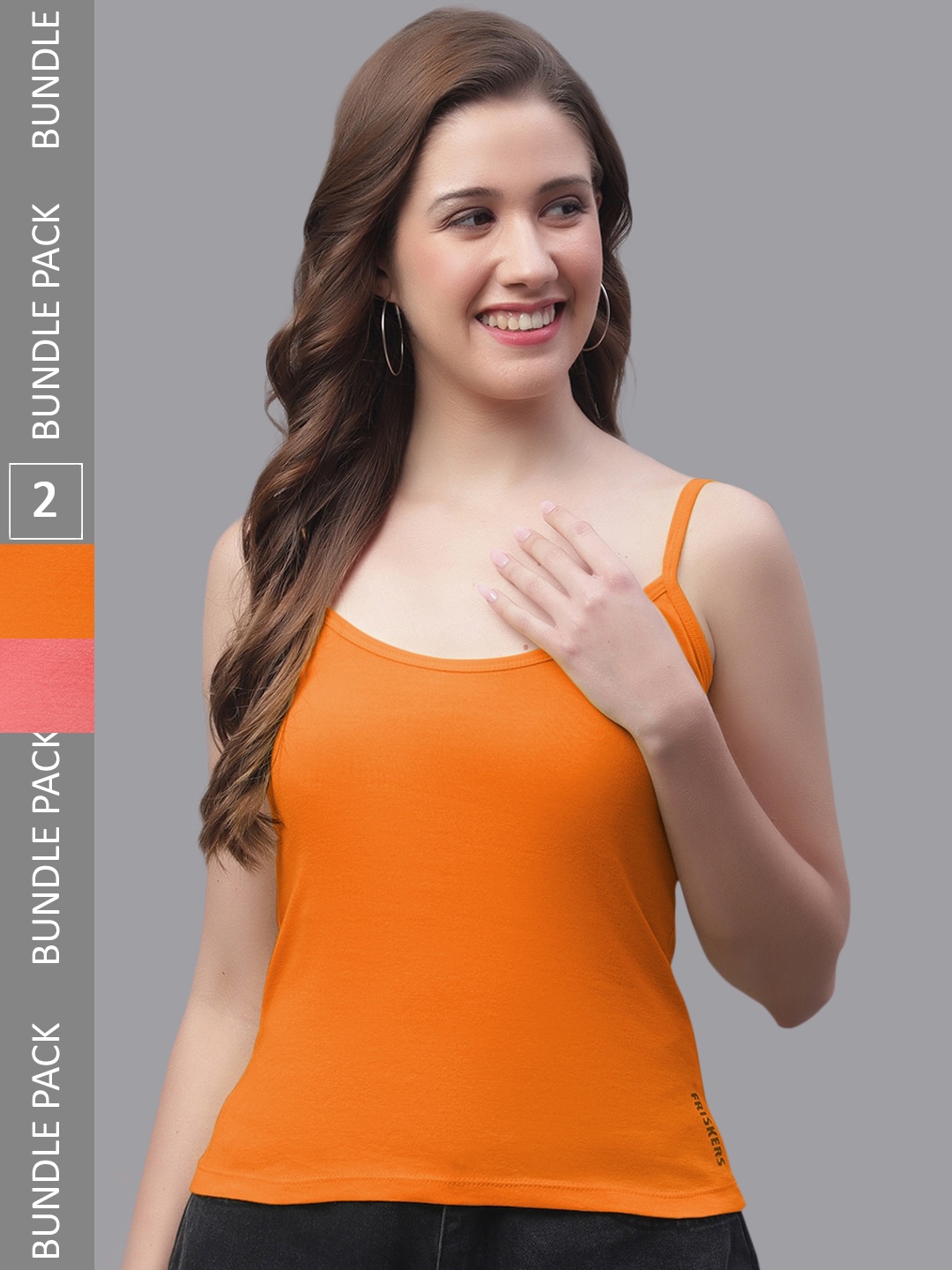 

Friskers Pack Of 2 Skin Friendly Cotton Camisoles, Orange