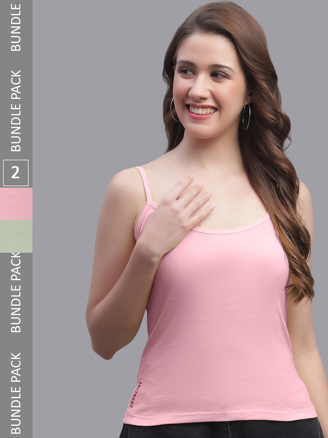 

Friskers Pack Of 2 Skin Friendly Cotton Camisoles, Pink