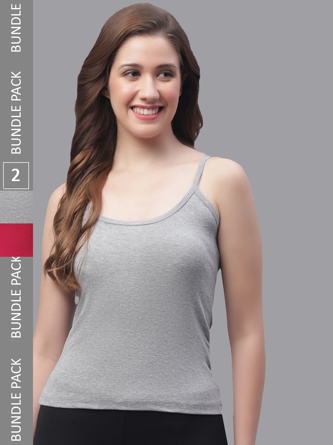 

Friskers Pack Of 2 Skin Friendly Cotton Camisoles, Grey