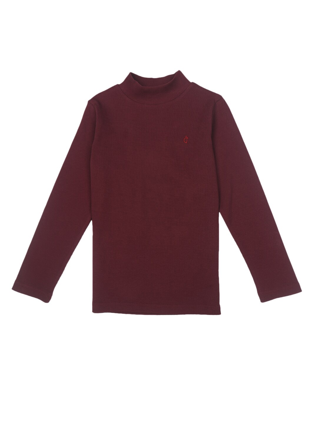 

Gini and Jony Girls Turtle Neck Long Sleeves Cotton Pullover, Maroon