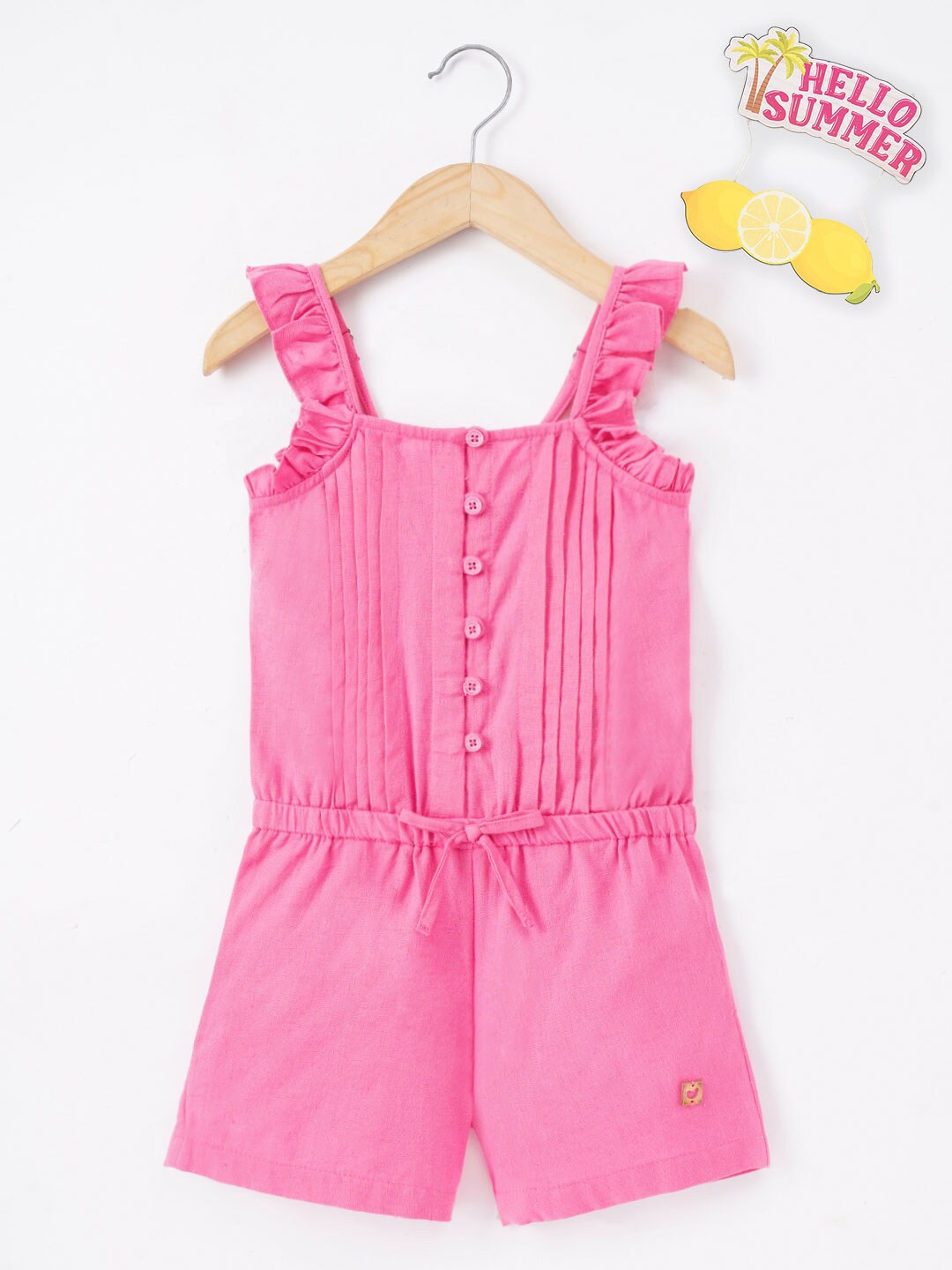 

Ed-a-Mamma Girls Sleeveless Pleated Cotton Playsuit, Pink