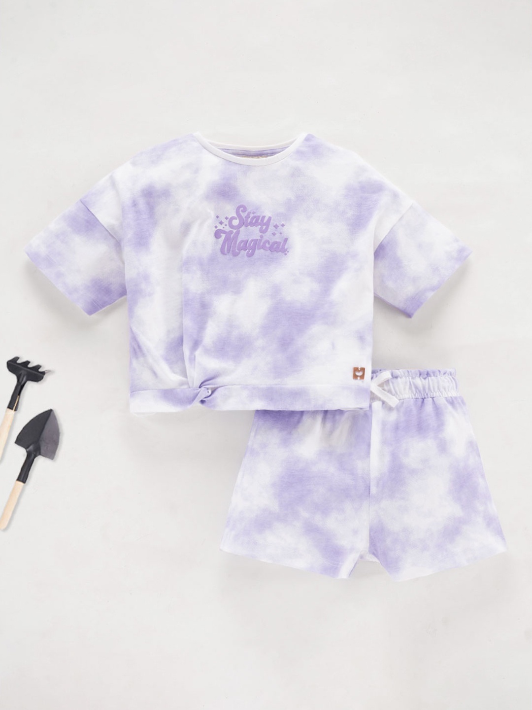 

Ed-a-Mamma Girls Dyed Pure Cotton T-shirt with Shorts, Lavender