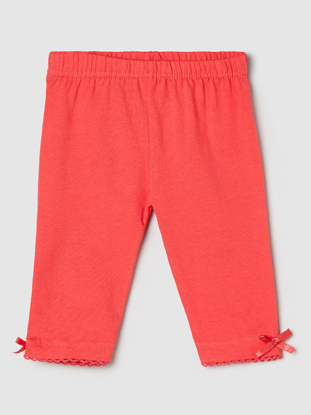 

max Infant Girls Bow-Detail Ankle-Length Leggings, Red