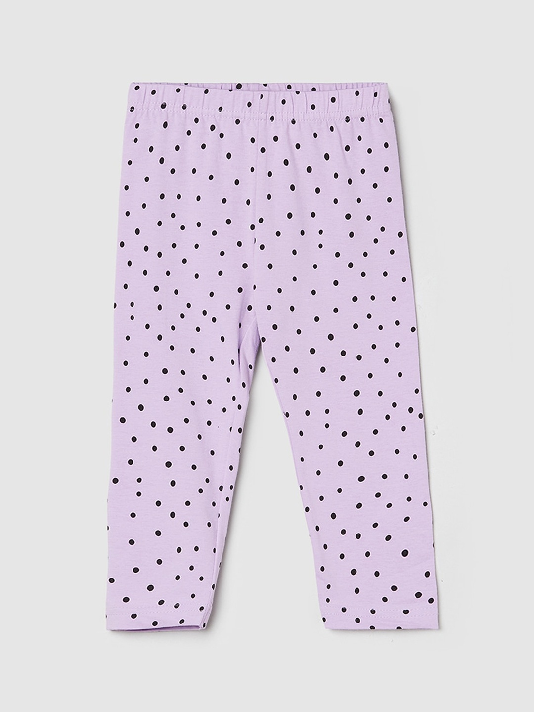 

Max Girls Polka Dots Printed Regular Fit Leggings, Purple