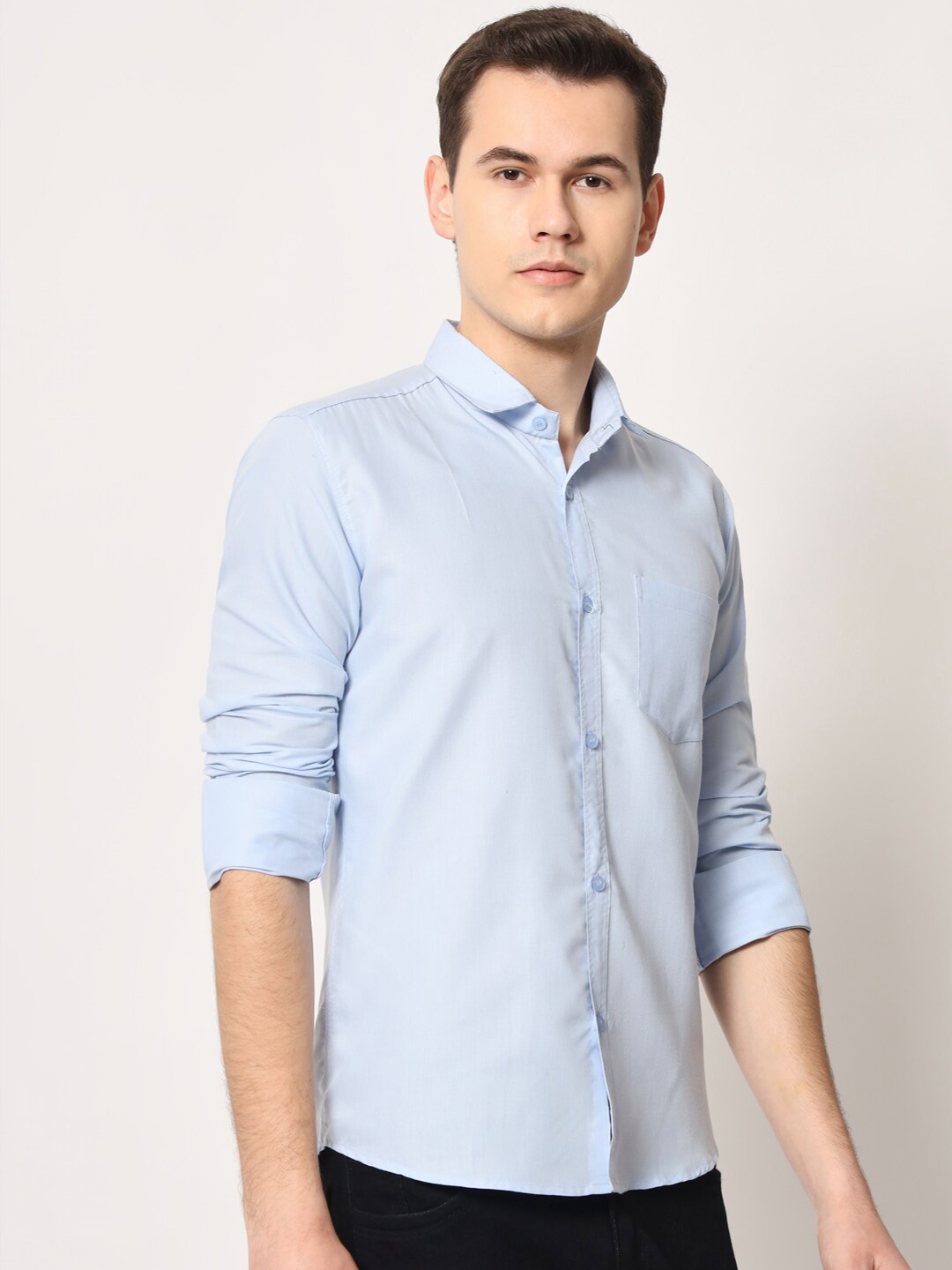 

SURHI Spread Collar Smart Opaque Casual Shirt, Blue