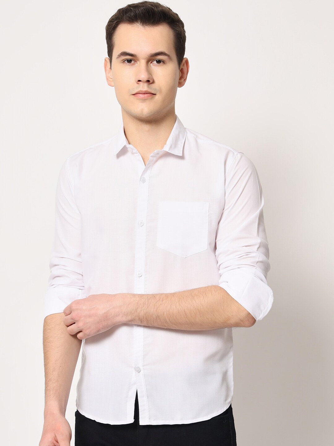 

SURHI Spread Collar Smart Opaque Casual Shirt, White