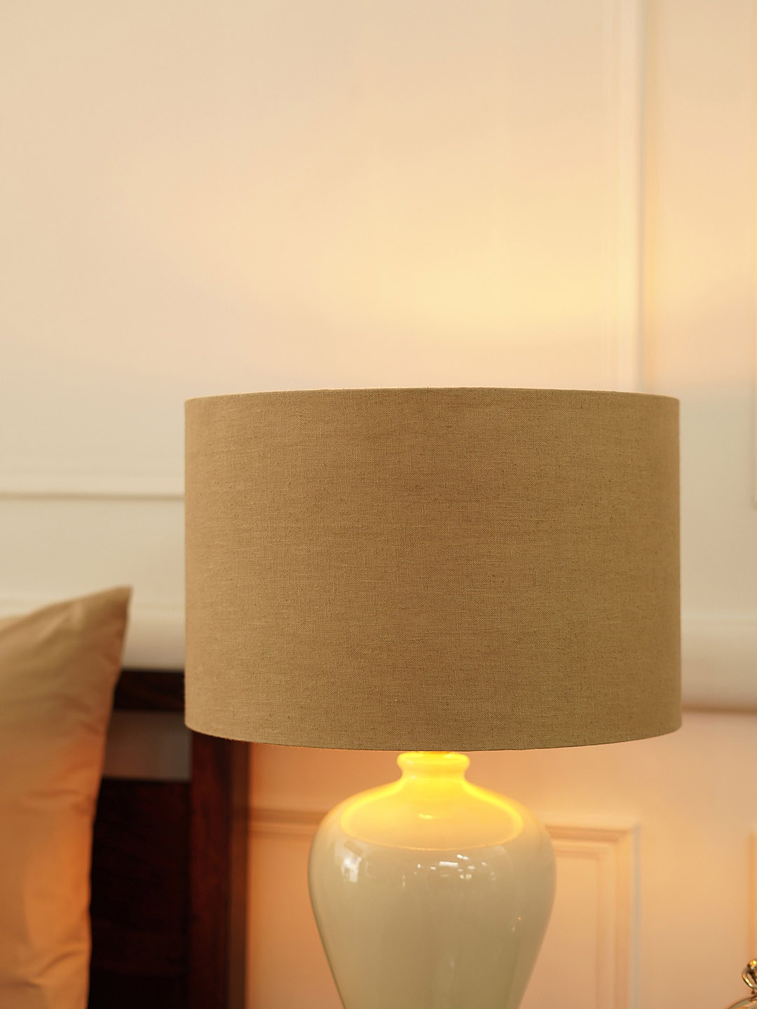 

Pure Home and Living Grey & White Linen Shade Table Lamp