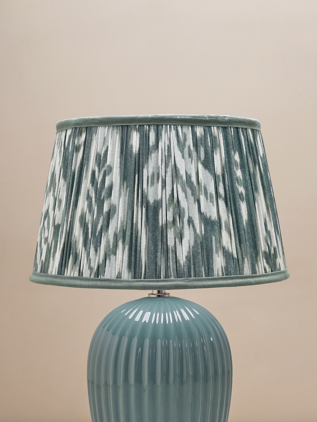 

Pure Home and Living Blue Ikat Printed Cotton Shade Table Lamp
