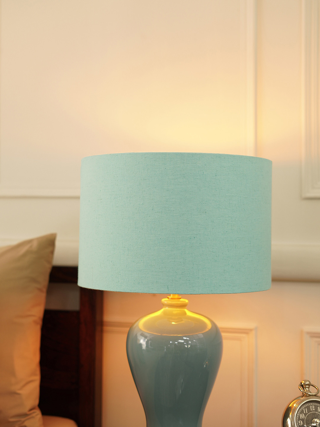 

Pure Home and Living Blue & Beige Linen Lamp Shade With Lining