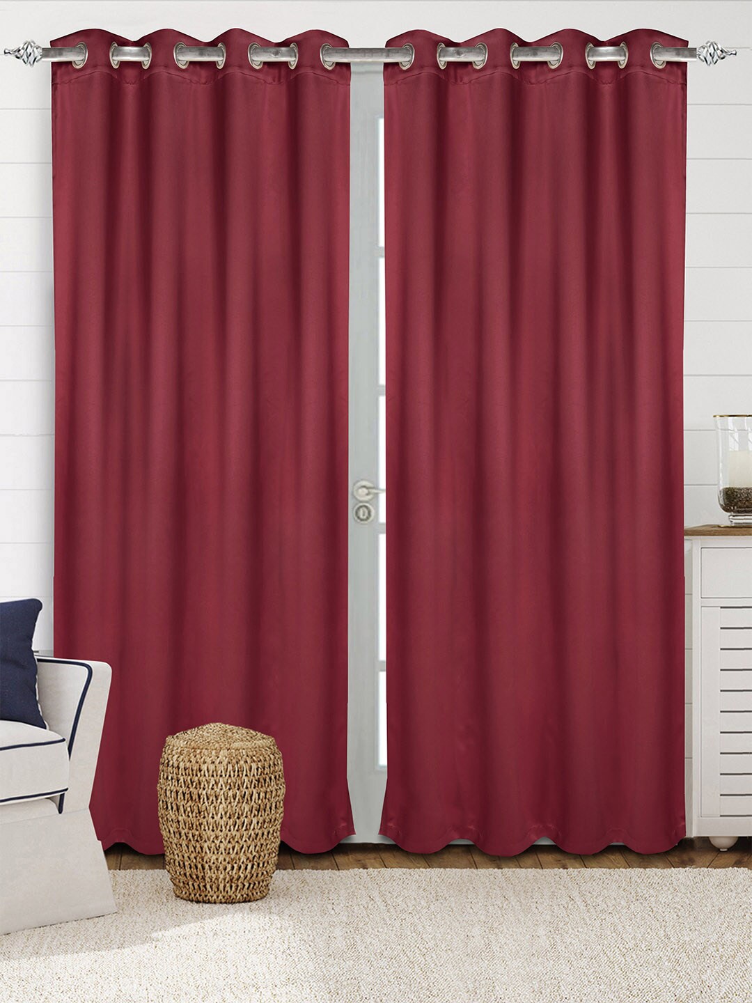 

Saral Home Blackout Velvet Set of 2 Maroon Long Door Curtains