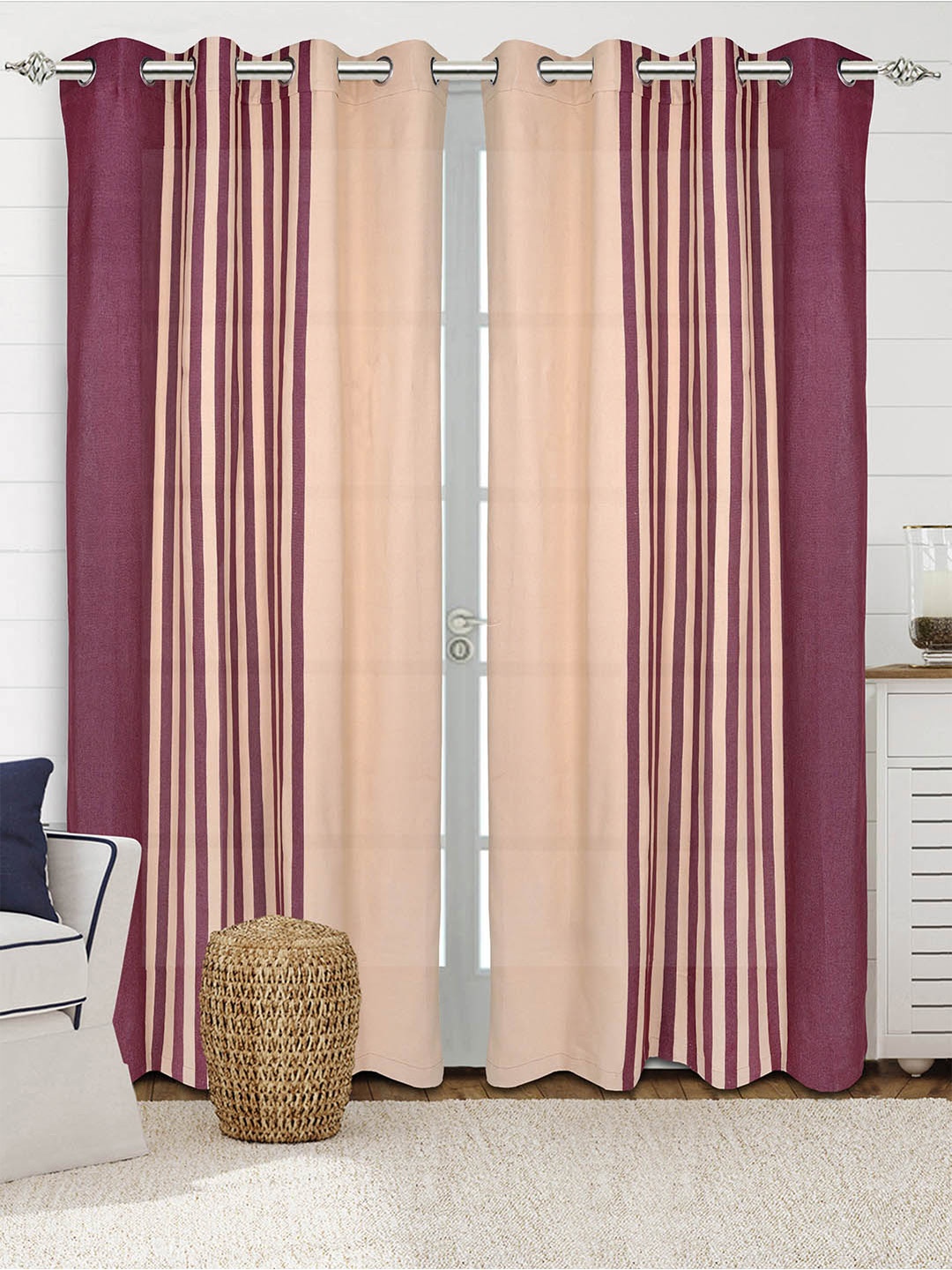 

Saral Home Balanced Cotton Maroon. Long Door Curtains