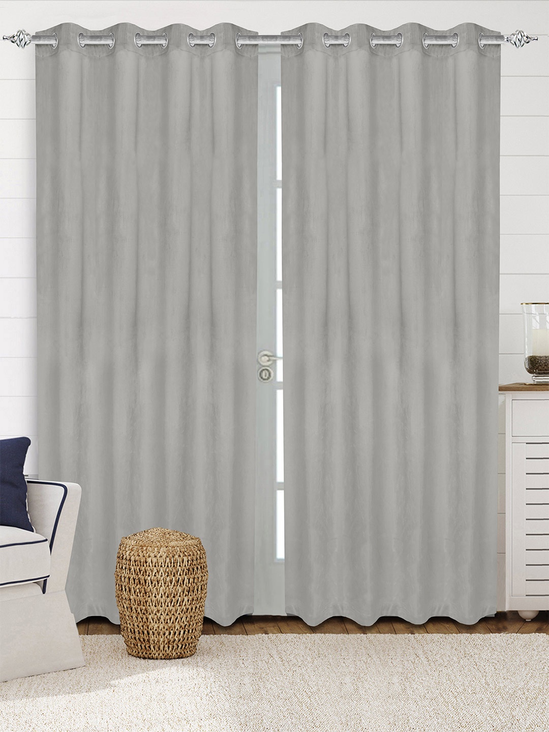 

Saral Home LA CRME Set of 2 Grey Long Door Curtains